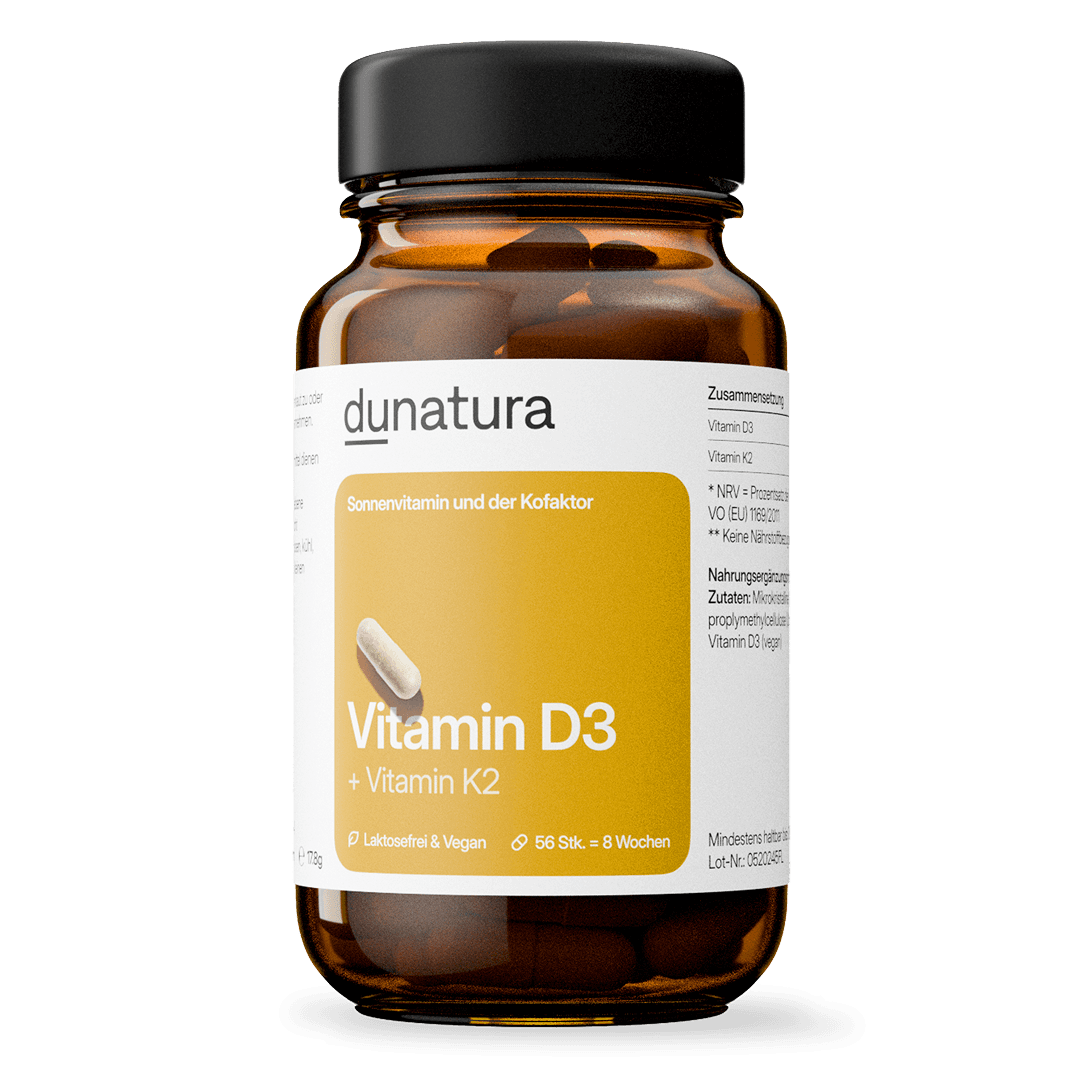 Vitamin D3 (1000 I.E.) + K2 (70 μg MK-7) | 56 Kapseln in Glasflasche