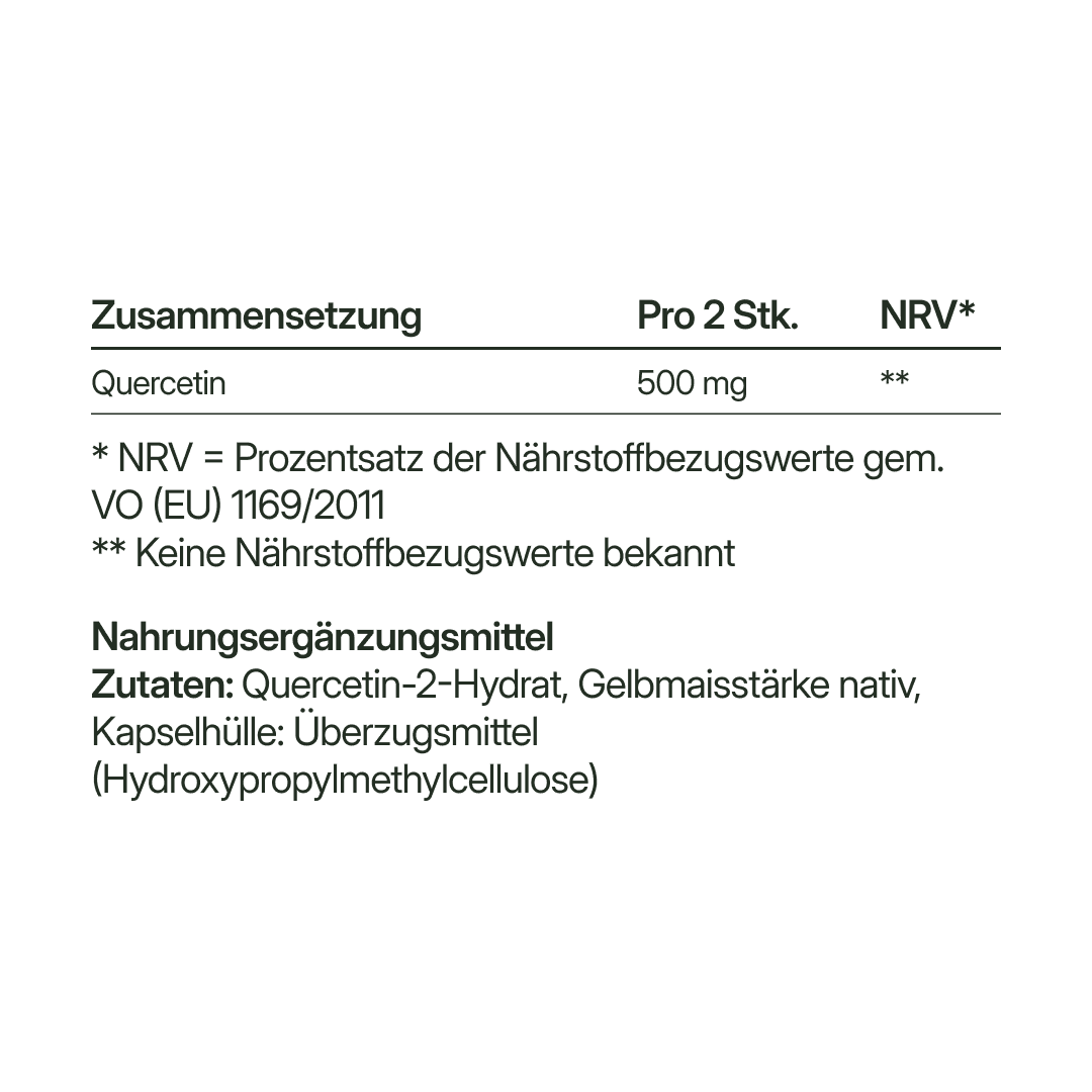 Quercetin (250mg) – vegan & ohne Zusatzstoffe | 56 Kapseln in Glasflasche
