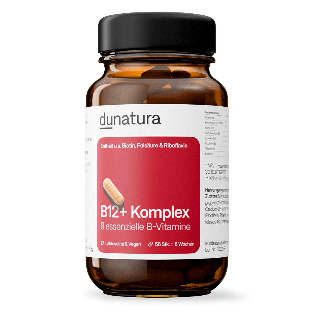 Vitamin B12+ Komplex – mit Folat & Biotin | 56 Kapseln in Glasflasche