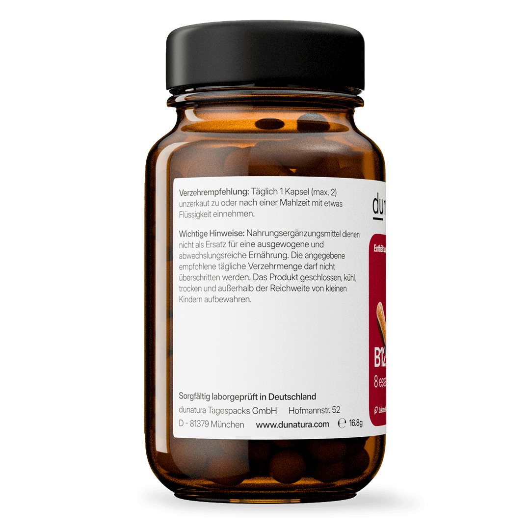 Vitamin B12+ Komplex – mit Folat & Biotin | 56 Kapseln in Glasflasche