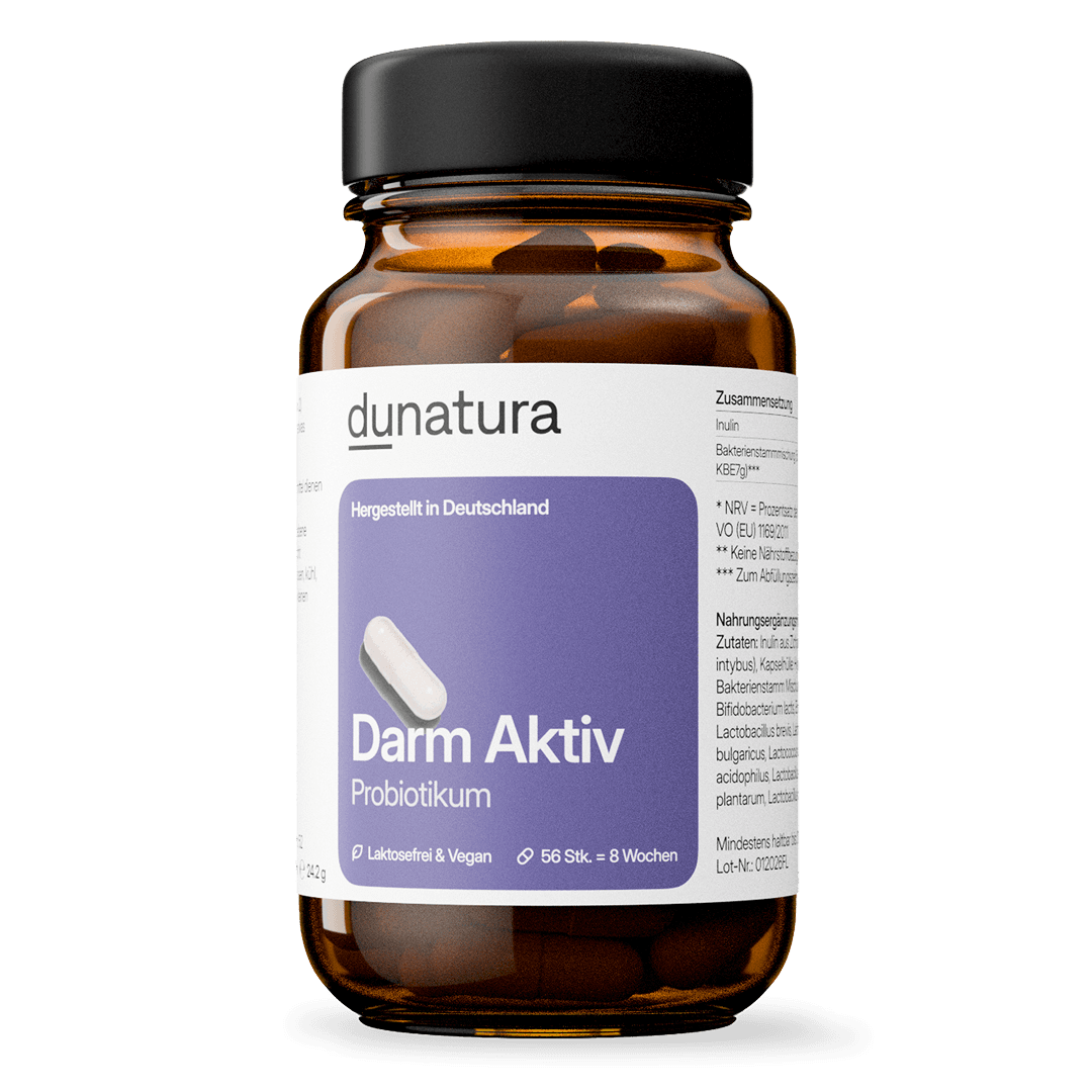 Darm Aktiv Probiotikum – mit Inulin, vegan | 56 Kapseln in Glasflasche