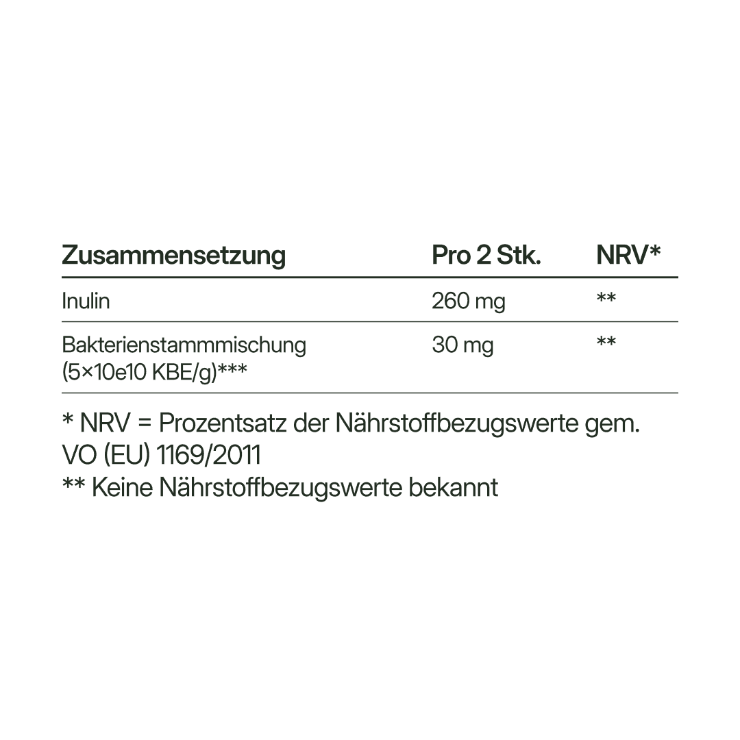 Darm Aktiv Probiotikum – mit Inulin, vegan | 56 Kapseln in Glasflasche