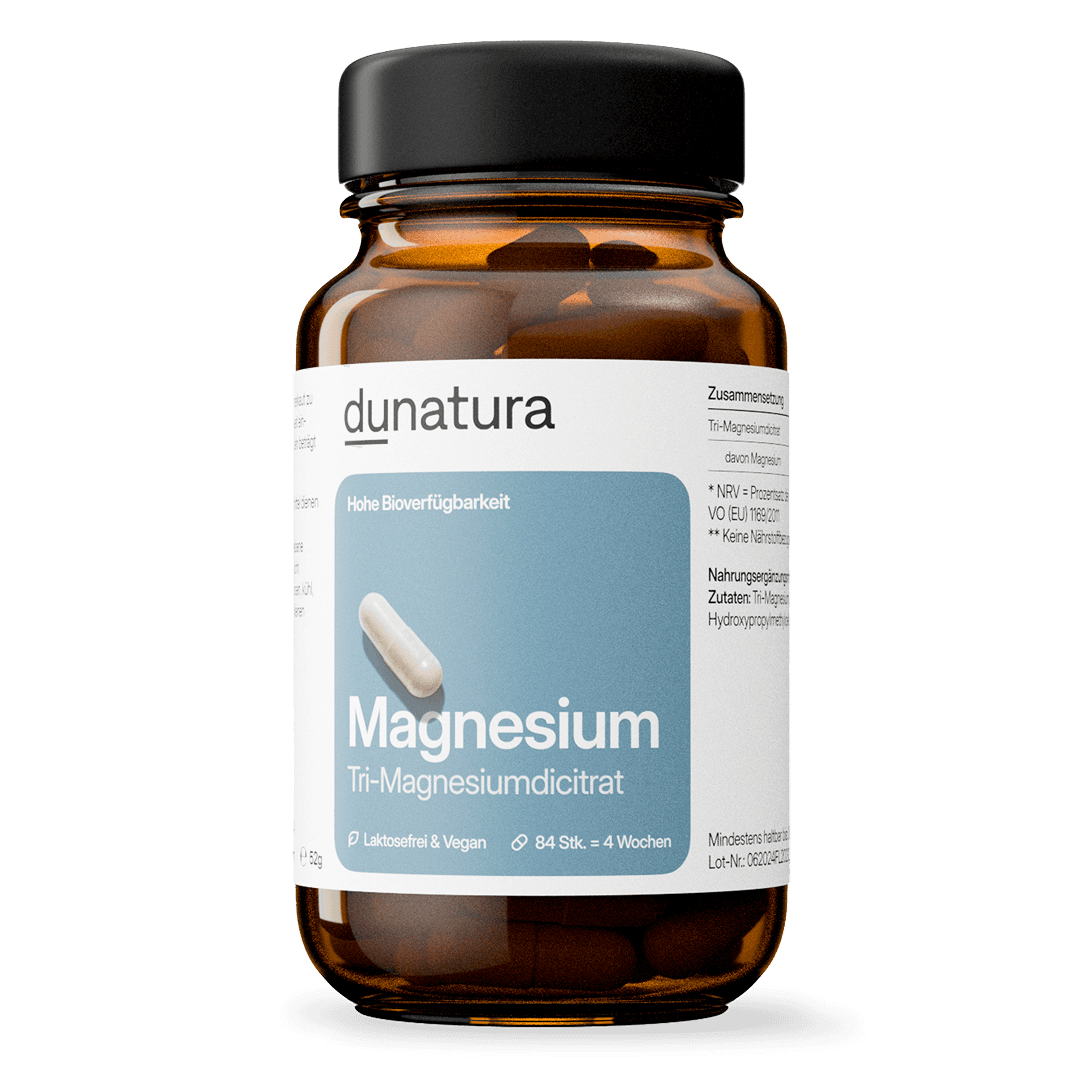 Magnesium (500 mg Magnesiumdicitrat) – gut verträglich, vegan | 84 Kapseln in Glasflasche