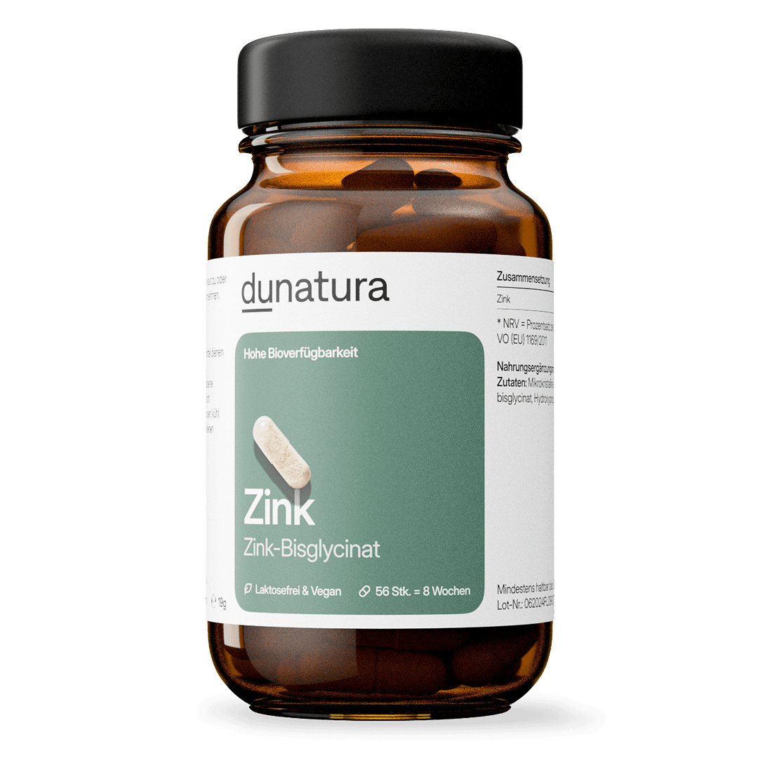 Zink (25 mg Zinkbisglycinat) – bioaktiv, vegan | 56 Kapseln in Glasflasche