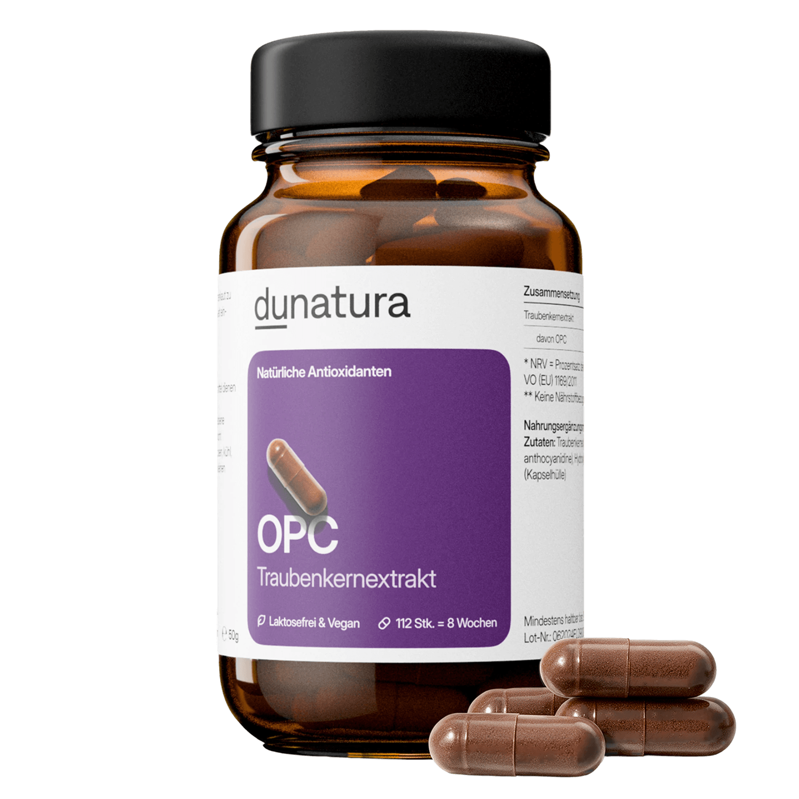OPC (148 mg aus Traubenkernextrakt) – vegan | 112 Kapseln in Glasflasche